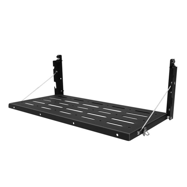 Tavolo pieghevole portatile per bagagliaio Piano pieghevole con cavi e sgancio rapido 60 x 31 cm Acciaio inossidabile Nero Per auto e camper 1