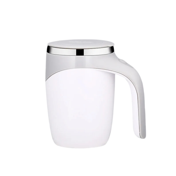 Taza mezcladora automática con tapa 400 ml de acero inoxidable recargable blanca taza eléctrica para café cacao bebidas proteicas blanco