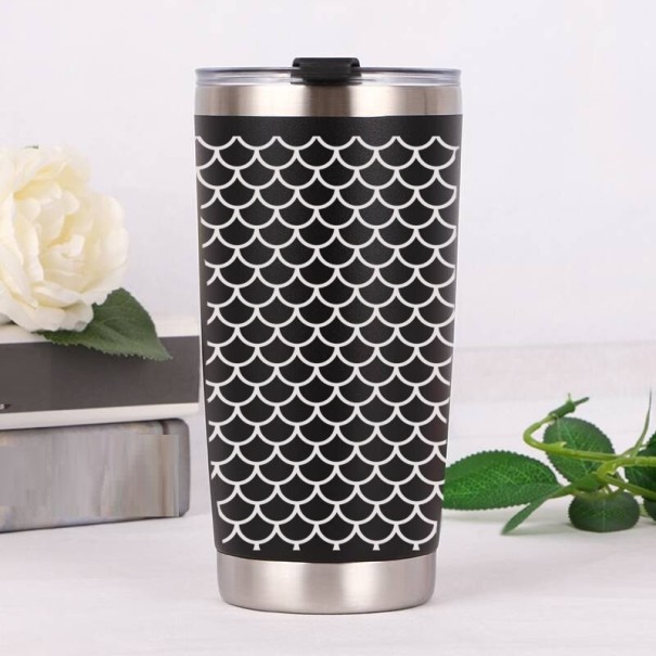 Taza térmica con mosaico negro