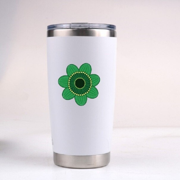 Taza termo con flor blanco S