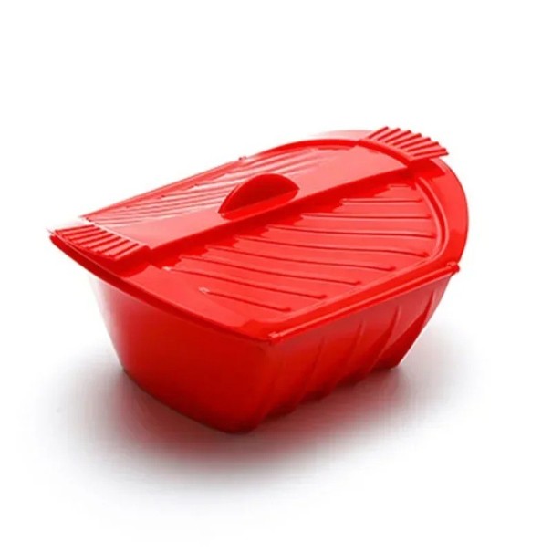 Tazón de vapor de silicona 24,5 x 19 x 11 cm Recipiente de cocina para cocinar al vapor Cocina saludable en el microondas o cacerola Silicona resistente al calor 1