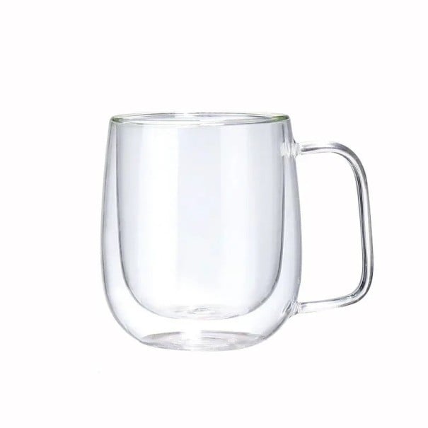 Tazza di vetro con doppia parete 250 ml 10,5 x 7,5 cm Tazza resistente al calore con manico quadrato Bicchiere termico per tè, caffè, cappuccino 1