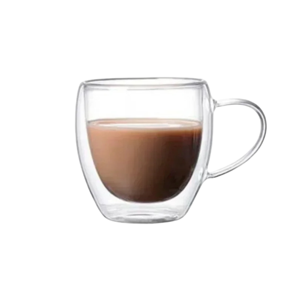 Tazza di vetro con doppia parete 250 ml Tazza trasparente con manico Bicchiere termico per tè, espresso, cappuccino Servizio elegante per bevande calde 1