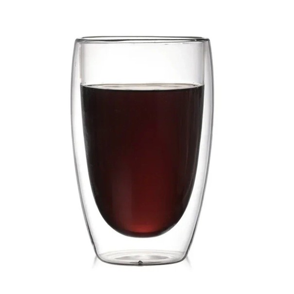 Tazza di vetro con doppia parete 450 ml 6 pz Tazza termica resistente al calore senza manico Grande elegante tazza di vetro per tè, caffè, smoothie e cacao 1