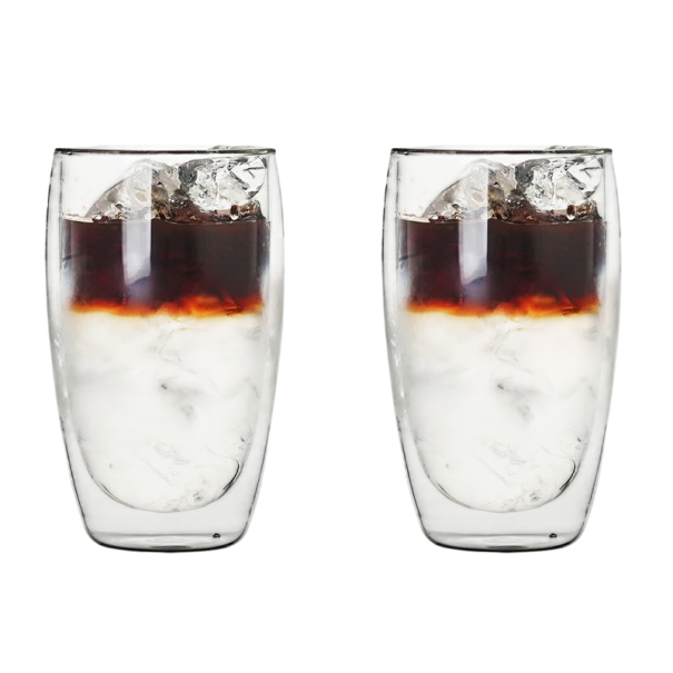 Tazza di vetro con doppia parete senza manico 450 ml 2 pz Bicchieri termici trasparenti Tazze resistenti al calore per caffè o tè 8,5 x 14,5 cm 1