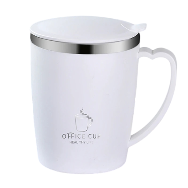 Tazza termica 350 ml in acciaio inossidabile 304 con manico Termos in vetro a vuoto Portatile Tazza isolata impermeabile per acqua e caffè 10,6 x 10,6 cm bianco