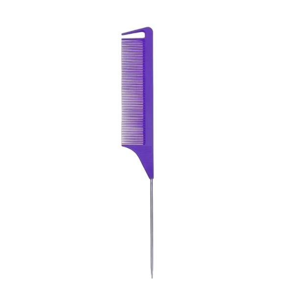 Teasing Comb with Metal Tip Professional Comb 22 x 3 cm Hairdressing Tools Barber Accessories purple