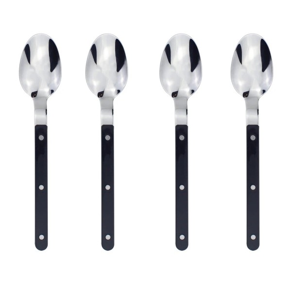 Teáskanál Design Készlet Evőeszközök Modern Desszertkanalak Ergonomikus Fogantyúval Stílusos Konyhai Eszközök Kávéhoz és Desszertekhez fekete