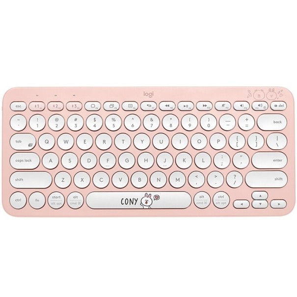 Teclado bluetooth sem fios com animal rosa
