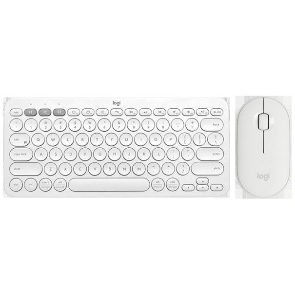 Teclado bluetooth sem fios com rato oval Conjunto compacto com teclas redondas Alcance até 10 m Teclado de plástico 27,9 x 12,4 x 1,6 cm branco