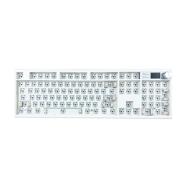 Teclado mecánico 37 x 11,7 cm con retroiluminación RGB Sin teclas Personalizable Batería de 4000 mAh Conexión USB 2,4G Teclado para juegos blanco