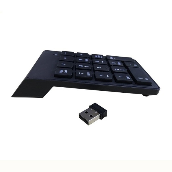 Teclado numérico sem fios 2,4 GHz com receptor USB para portátil e computador Alimentado por pilhas AAA Plástico preto 14 x 8,5 x 2 cm 1