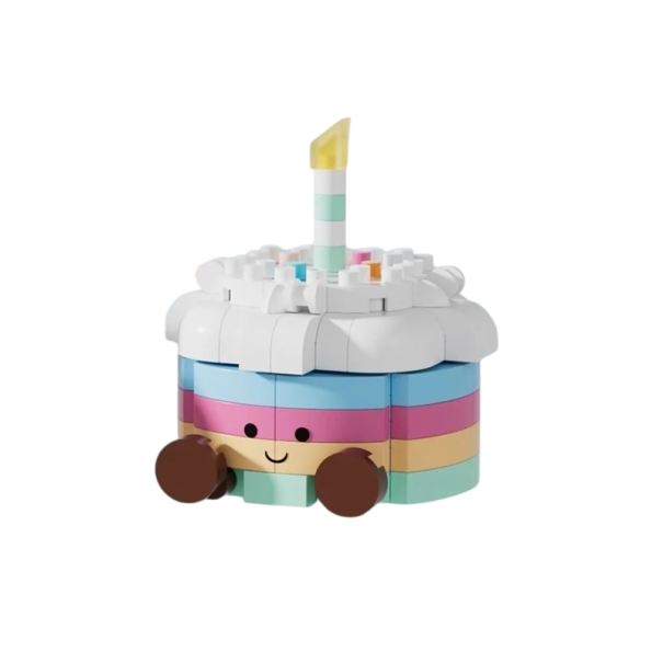 Tęczowy tort urodzinowy 4,0 x 4,15 x 4,55 cm z 137 mikro cegiełek Mini zestaw do budowy słodkości dla dzieci 8+ i dorosłych Kreatywna dekoracja 1