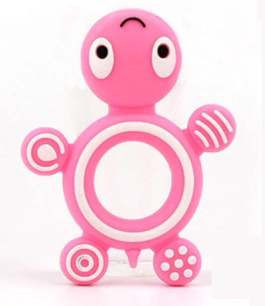 Teething Toy for First Teeth in the Shape of a Turtle J910 pink