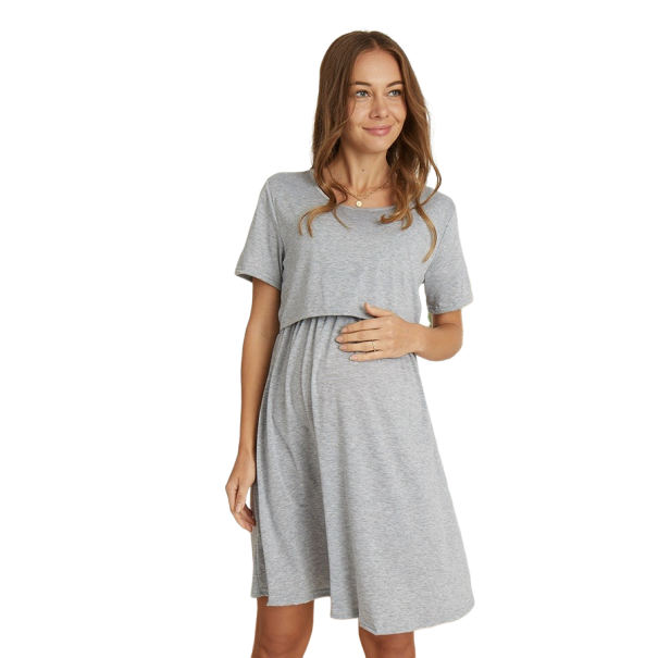 Těhotenské šaty N924 světle šedá XL