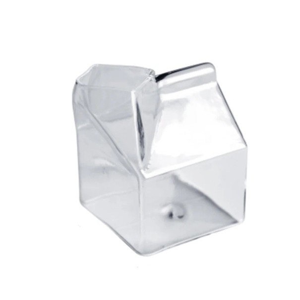 Tejpohár 250 ml tiszta pohárből dekoratív pohár tejesdoboz formájában 10 cm magas 7 × 7 cm méretű italokhoz 1
