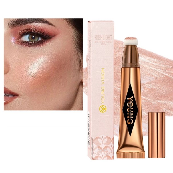 Tekutý rozjasňující krém 12 ml Voděodolný multifunkční rozjasňovač na obličej Hedvábná textura Tuba s aplikátorem make-up glow efekt 4