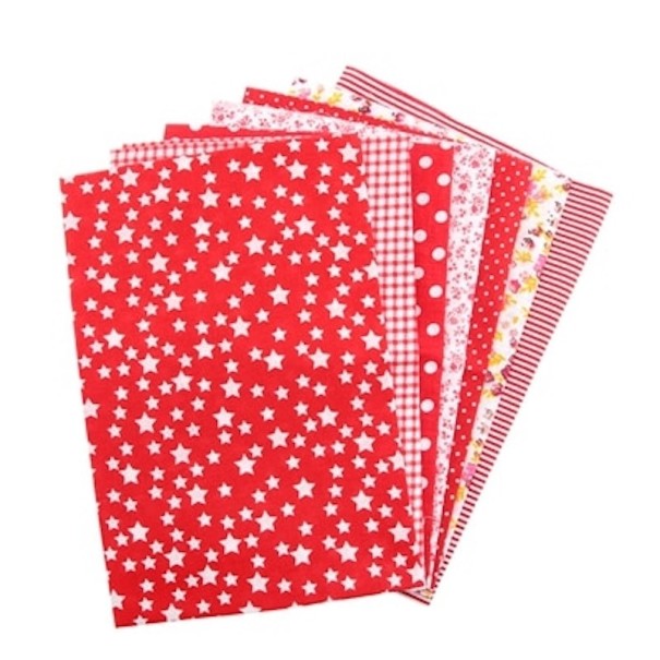 Tela de algodón para hacer mascarillas 7 uds rojo