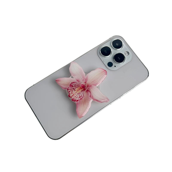 Telefoonhouder met ring orchidee decoratieve acryl grip ondersteuning voor mobiel voor stabiele grip en comfortabel gebruik van de telefoon 1
