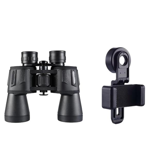 Telescópio profissional de longo alcance com suporte para telemóvel Telescópio potente com visão nocturna HD vidro BAK4 20x50 mm preto