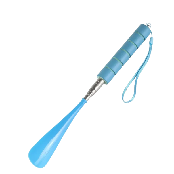 Telescopische schoenlepel 30-71 cm Verstelbare lange schoenlepel van roestvrij staal en PP-kunststof Schoenlepelhulp blauw