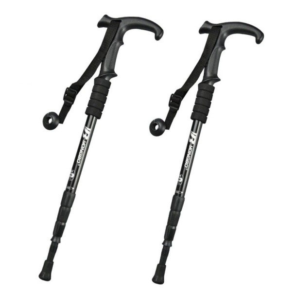 Telescopische wandelstok 65 - 135 cm 2 stuks zwart