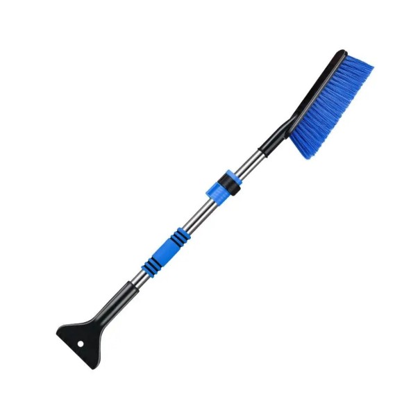 Teleskopische Eiskratzer und Schneebürste 70–85 cm mit Bürste 24 cm und Kratzer 10 cm für die Autoscheibe blau