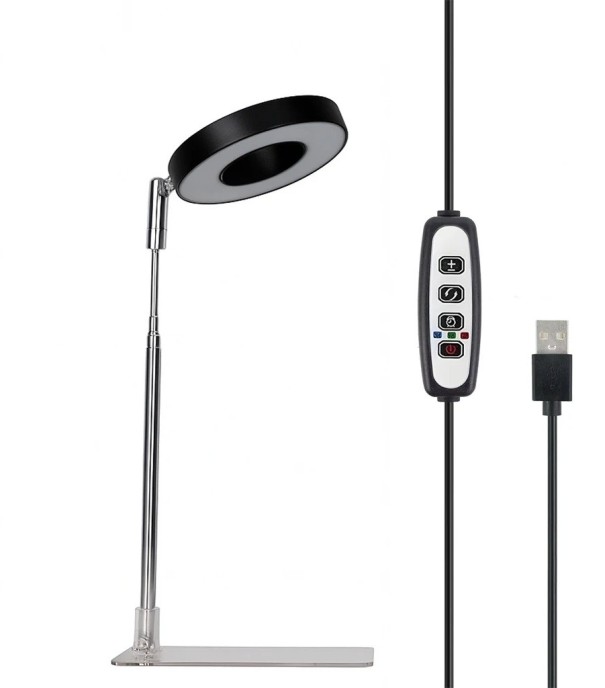 Teleskopisches LED-Pflanzenlicht mit Ständer Einstellbares Licht für das Pflanzenwachstum mit drehbarem Kopf und Helligkeitsregelung schwarz