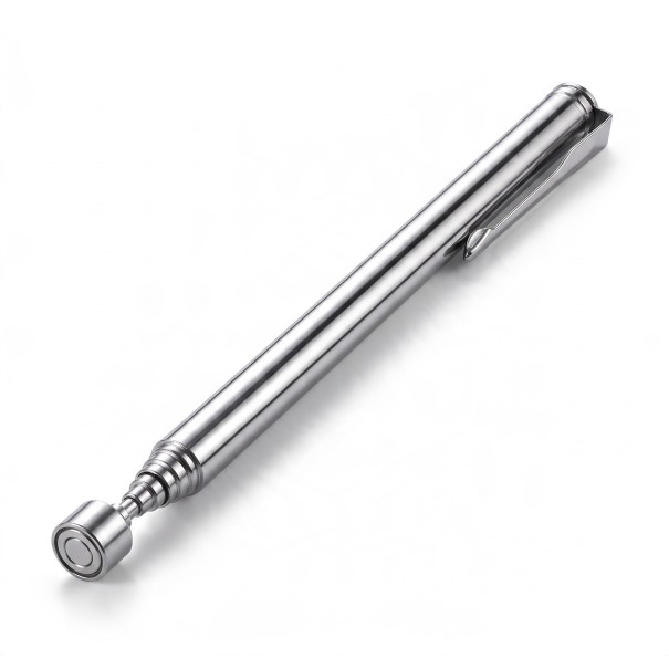 Teleskopisches magnetisches Stift 14 bis 53 cm Taschenclip Metallausführung Magnetischer Schrauben- und Mutternsammler Für Werkstatt und Auto silbern