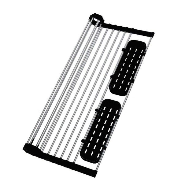Teleskopisk opvaskestativ med organiseringsmuligheder 58 x 32 cm sort