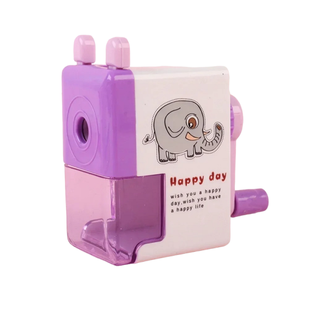 Temperówka dla dzieci Ręczna temperówka dla dzieci Mechaniczna temperówka do ołówków w kształcie zwierząt 8 x 5 x 4 cm fioletowy