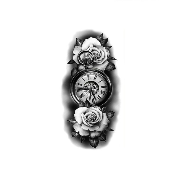 Temporäres wasserfestes Tattoo 11,5 x 21 cm Rosen auf Stielen Elegantes romantisches Motiv Hält bis zu 15 Tage Einfache Anwendung Körpertattoo 1