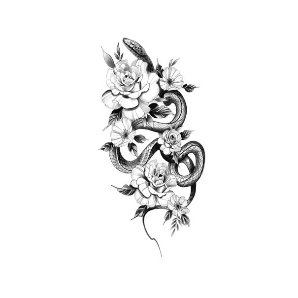 Temporary Tattoo Floral Pattern 19 x 9.6 cm Waterproof Tattoo for Women Body Tattoo Lasting Up to 15 Days Stylish Accessory for Festivals 1