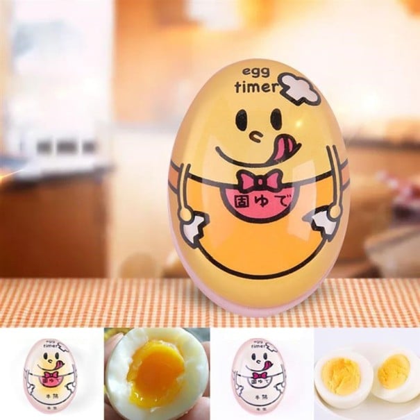 Temporizador para cozer ovos com uma imagem divertida Muda de cor no recipiente e, quando fica branco, os ovos estão cozidos duros Material em resina 1