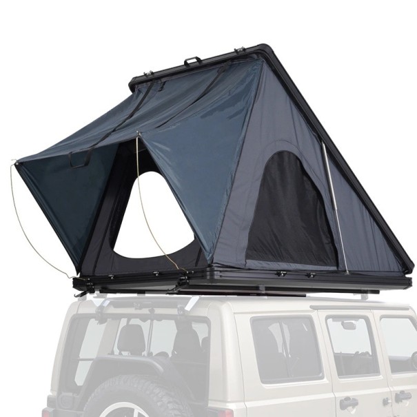 Tenda da tetto con guscio rigido e scala telescopica impermeabile 263 x 146 x 129 cm guscio in alluminio grigio per auto da campeggio 1