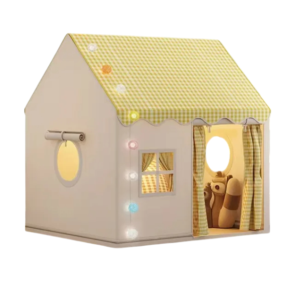 Tenda de brincar para crianças 120 x 128 x 105 cm Castelo rosa dobrável para meninas Casa de princesa Tenda de jogo interior Presente de Natal para crianças amarelo