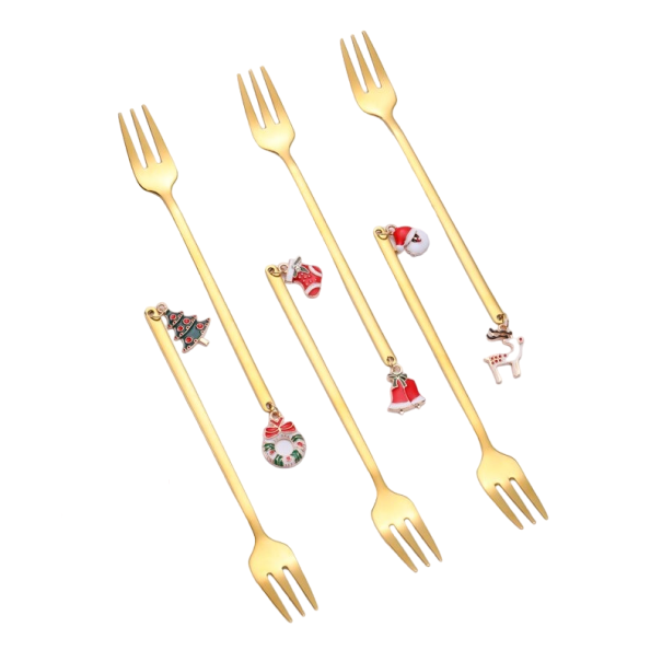 Tenedores navideños 6 uds. dorado