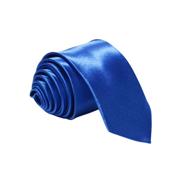 Tenká jednobarevná unisex kravata 145 x 5 cm Snadno omyvatelná Stylová pánská i dámská kravata Elegantní doplněk ke košili Formální i casual modrá