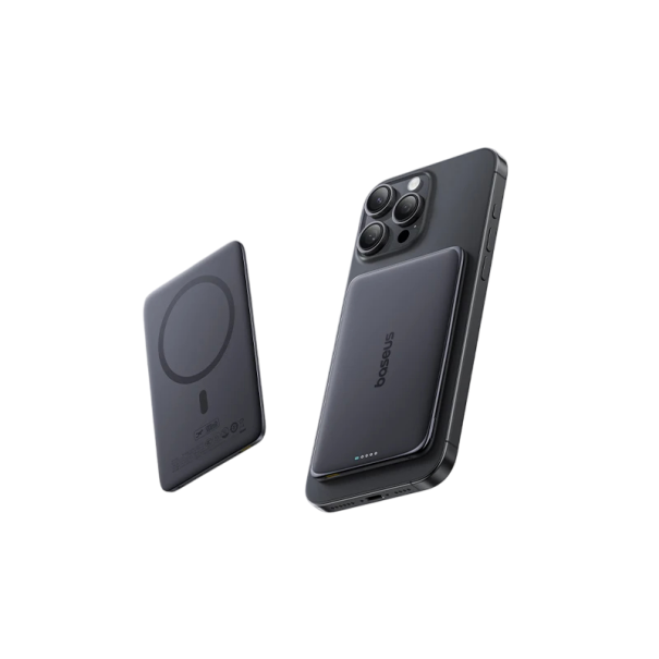 Tenká magnetická powerbanka 5000mAh 15W bezdrôtová 20W káblová prenosná nabíjačka Kovový design Veľkosť karty pre iPhone a Samsung čierna