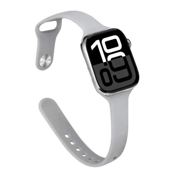 Tenký silikonový řemínek pro Apple Watch S10 42 mm a 38 mm 40 mm 41 mm Lehký prodyšný měkký náhradní pásek kompatibilní s více modely pro sport i každodenní nošení světle šedá