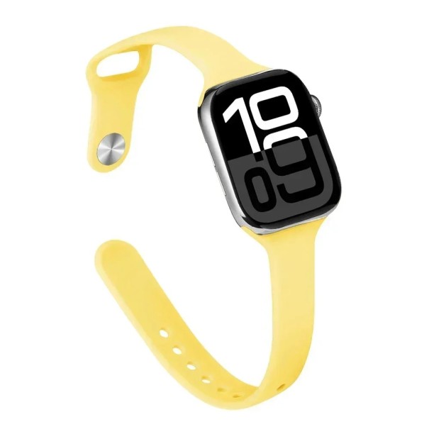 Tenký silikonový řemínek pro Apple Watch S10 42 mm a 38 mm 40 mm 41 mm Lehký prodyšný měkký náhradní pásek kompatibilní s více modely pro sport i každodenní nošení žlutá