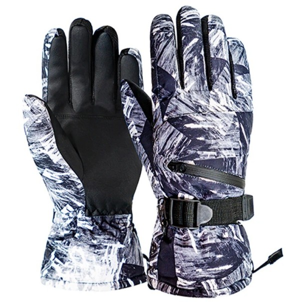Teplé zimní rukavice Lyžařské rukavice s PU kůží Sněhové rukavice pro muže i ženy Rukavice na lyže a snowboard Lyžařské rukavice s podporou dotyku na displej M 2