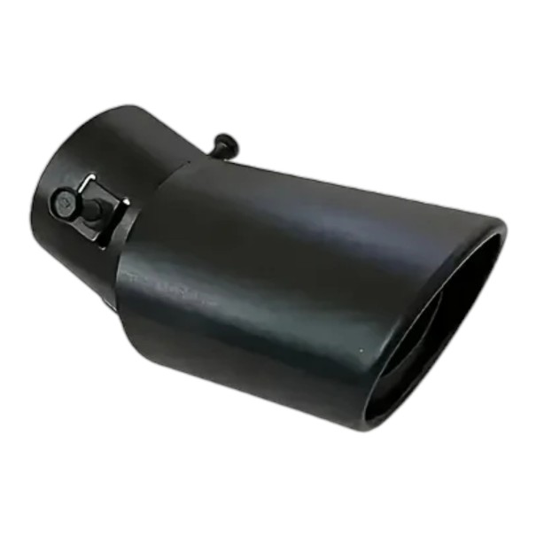 Terminale di scarico 2,5" 6,3 cm Curvo Uscita ovale inclinata Acciaio inossidabile Nero opaco Lunghezza 14,5 cm Fissaggio a vite senza saldatura 1