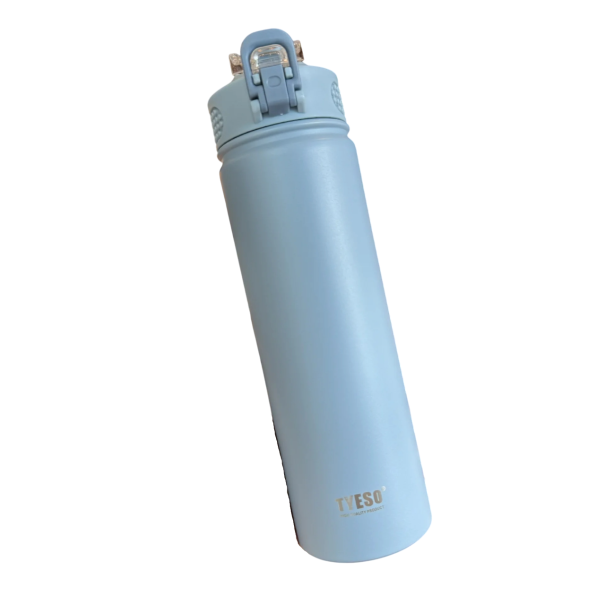 Termo de acero inoxidable con pajita de 600 ml Aislamiento al vacío de doble pared Botella térmica para bebidas frías y calientes Termo de viaje con tapa a prueba de fugas Ligero y duradero azul