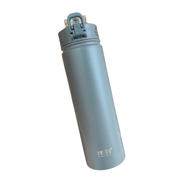 Termo de acero inoxidable con pajita de 750 ml Aislamiento al vacío de doble pared Botella térmica para bebidas frías y calientes Termo de viaje con tapa a prueba de fugas Construcción ligera y duradera gris