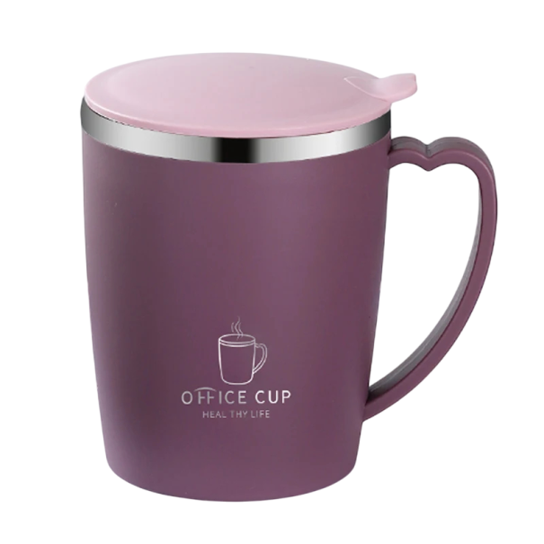 Termo portátil de acero inoxidable 304 de 350 ml con asa, a prueba de fugas, para agua y café, 10,6 x 10,6 cm morado