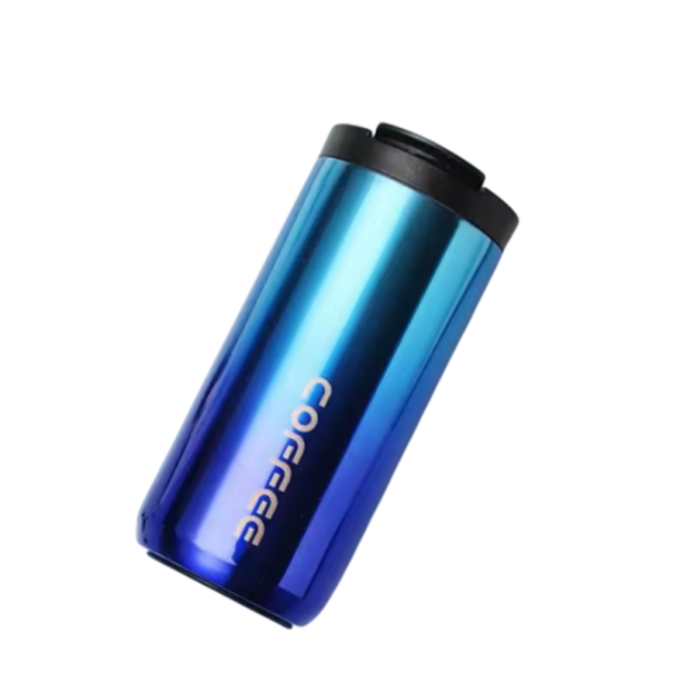 Termohrnek na kávu s víčkem 400 ml Nerezová ocel s vakuovou izolací Cestovní izolovaný hrnek do auta i do práce a na cesty s sebou modrá