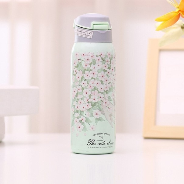 Termokande med blomster C177 grøn S