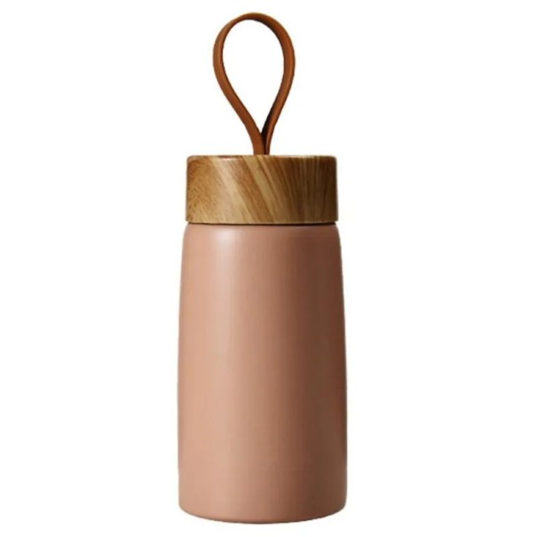 Termokrus i rustfrit stål 260 ml Dobbeltvægget vakuumisolerende rejsekrus til kaffe og te Holdbart termokrus med lækagesikkert låg Let og stilfuldt design rosa