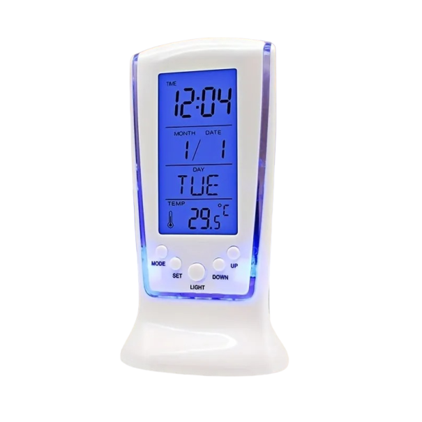 Termómetro digital con reloj y despertador. 1